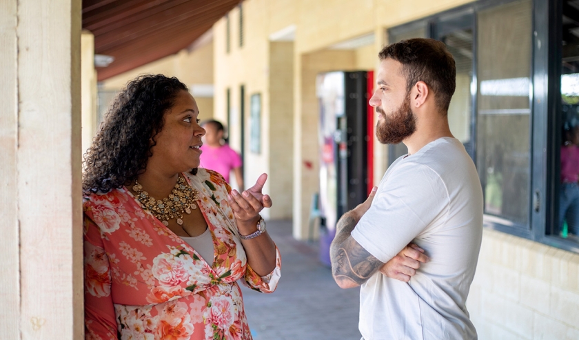 chatting on campus