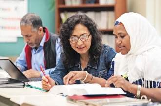 Multi-ethnic adults education classroom