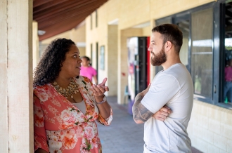 chatting on campus